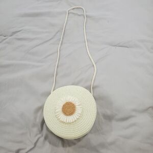 Minimalist‎ Round Crochet Straw  Bag with Daisy Embroidery Handmade Boho …